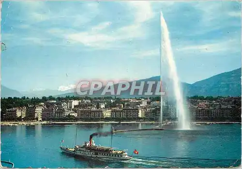 Moderne Karte Geneve Le Jet d Eau et le Mont Blanc