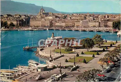 Cartes postales moderne Geneve Vue generale sur le quai du Mont Blanc la Rade et la Ville