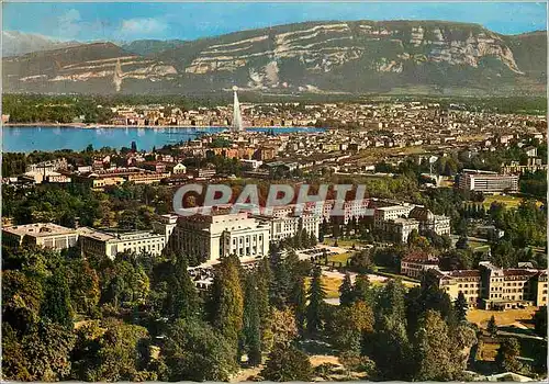 Cartes postales moderne Geneve Palais de l ONU et la ville vue d avion