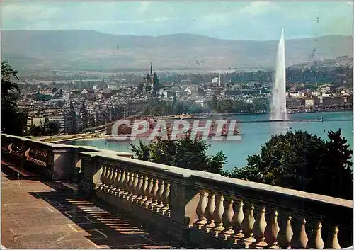 Moderne Karte Geneve La Rade et la Ville depuis Cologny