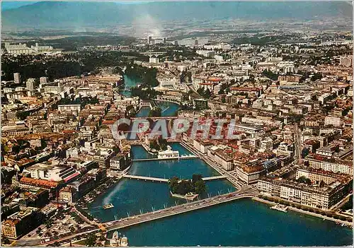 Cartes postales moderne Geneve Pont du Mt Blanc pont des Bergues Ile JJ Rousseau Pont de la Machine