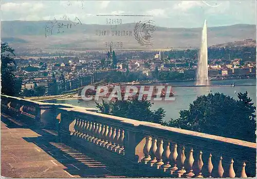 Moderne Karte Geneve La Rade ete la ville depuis Cologny