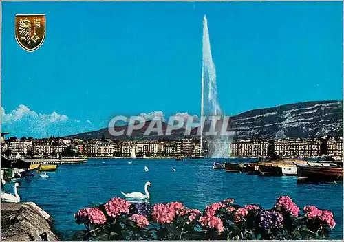 Moderne Karte Geneve La Rade et le jet d eau