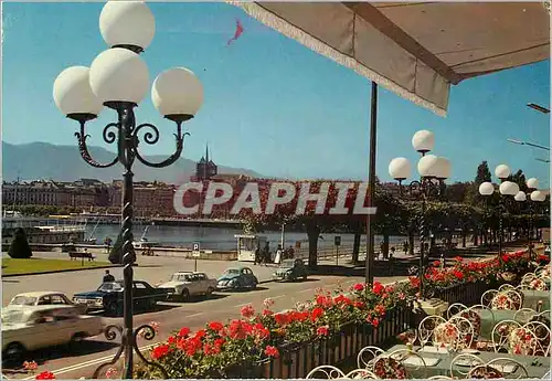 Cartes postales moderne Geneve La rade depuis la terrasse de l hotel Beau Rivage