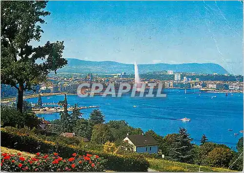 Moderne Karte Geneve La rade et la ville depuis Cologny