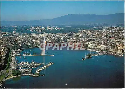 Moderne Karte Geneve Le quai des Eaux Vives le jet d eau et la ville