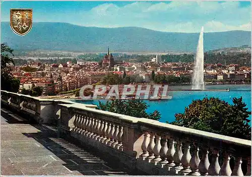 Moderne Karte Geneve La Rade et la ville depuis Cologny