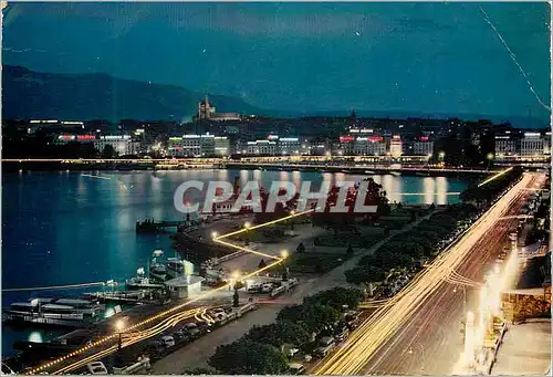 Cartes postales moderne Geneve La rade illuminee
