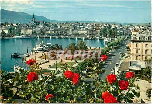 Cartes postales moderne Geneve Le quai du Mont Blanc et la rade