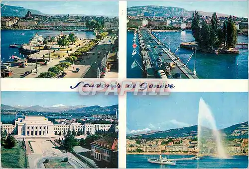 Cartes postales moderne Geneve La Rade Le Pont du Mont Blanc Le Palais des Nations Le jet d eau