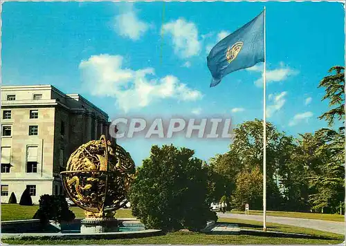 Moderne Karte Geneve Palais de l ONU et la sphere Armillaire offerte par la fondation Woodrow Wilson