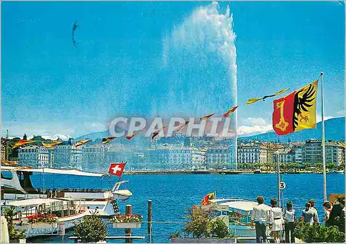 Cartes postales moderne Geneve Le jet d eau et le Mt Blanc