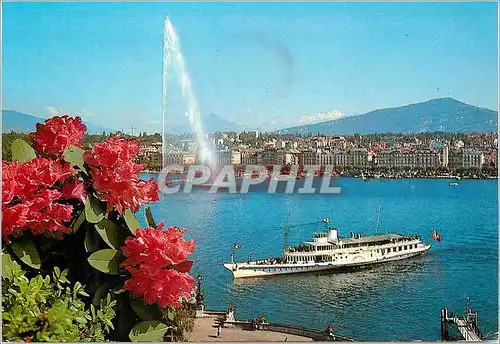 Cartes postales moderne Geneve Le bateau Italie la rade et le Mont Blanc