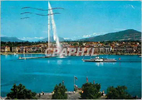 Cartes postales moderne Geneve Le jet d eau et le Mont Blanc