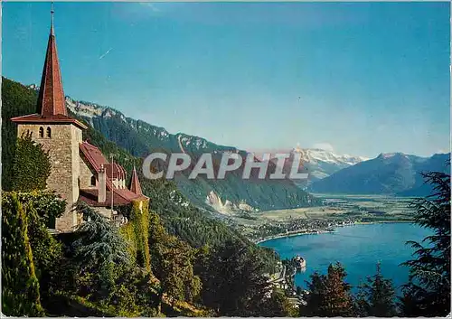 Cartes postales moderne Glion l eglise avec les Dents du Midi