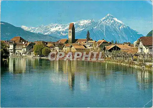 Cartes postales moderne Interlaken Kirche Unterseen mit Niesen