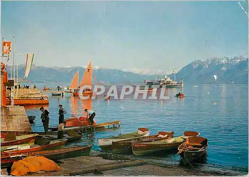 Cartes postales moderne Lausanne Suisse Ouchy et le lac Bateau