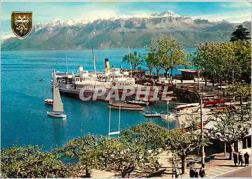 Cartes postales moderne Lausanne Ouchy Le port et les Alpes de Savoie Bateaux