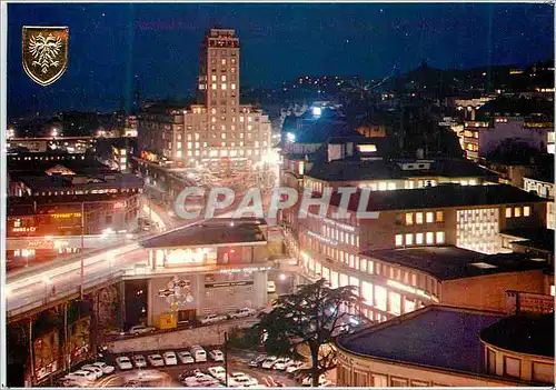 Cartes postales moderne Lausanne Ouchy Le Grand Pont et la Tour Bel Air le soir