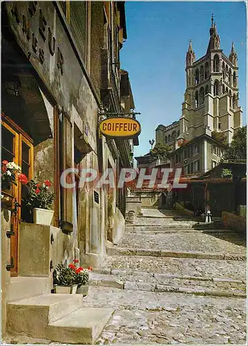 Cartes postales moderne Lausanne La Cathedrale Coiffeur