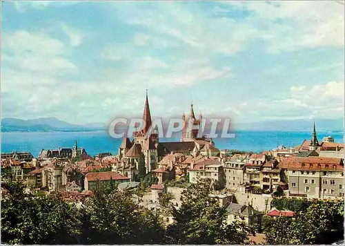 Cartes postales moderne Lausanne La cathedrale et le Lac Leman