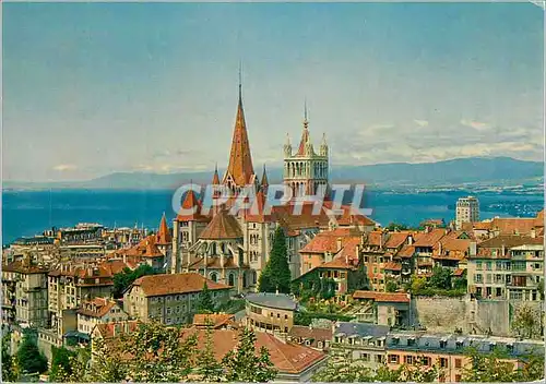 Moderne Karte Lausanne Suisse la cathedrale et la Cite