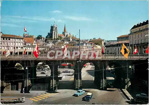 Cartes postales moderne Lausanne Le grand pont et la cathedrale