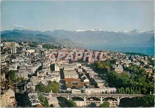 Moderne Karte Lausanne Ouchy Vue generale aerienne