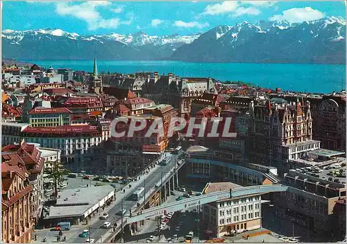 Moderne Karte Lausanne Le Grand Pont et vue sur les Alpes