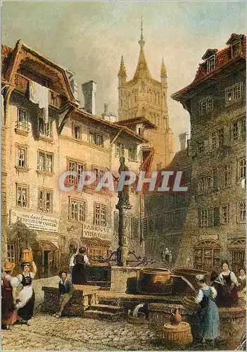 Cartes postales moderne Lausanne La Place Palud d apres une gravure ancienne