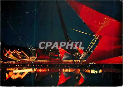 Cartes postales moderne Exposition nationale suisse Lausanne Secteur du port de nuit