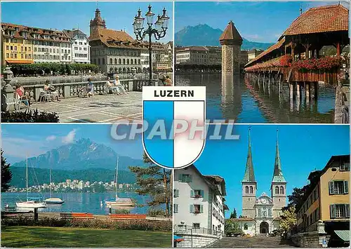 Cartes postales moderne Luzern Alstadtpartie Kappelbrucke Pilatus Hofkirche