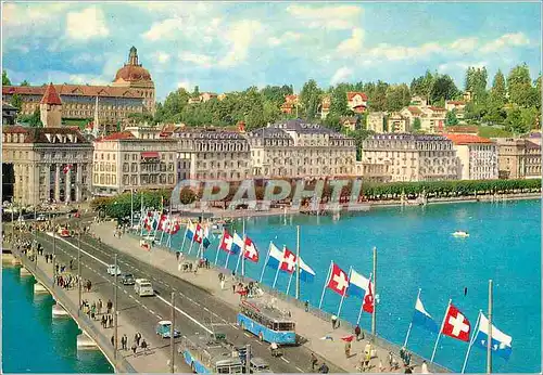 Cartes postales moderne Luzern Pont du la avec Hotel Schweizerhof