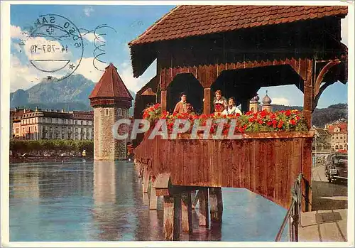 Moderne Karte Lucerne Pont de la Chapelle et le Pilate