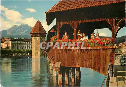 Cartes postales moderne Lucerne Pont de la Chapelle et le Pilate