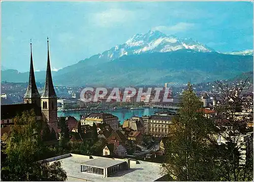 Cartes postales moderne Luzern mit Hofkirche und Pilatus