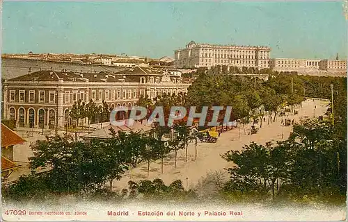 Cartes postales Madrid Estacion del Norte y Palacio Real