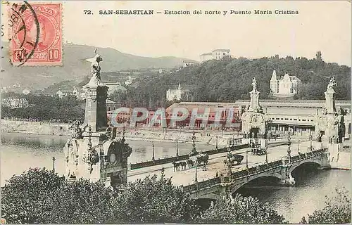 Cartes postales San Sebastian Estacion del norte y Puente Maria Cristina