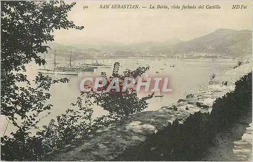 Cartes postales San Sebastian La Bahia vista fachada del Castillo Bateaux