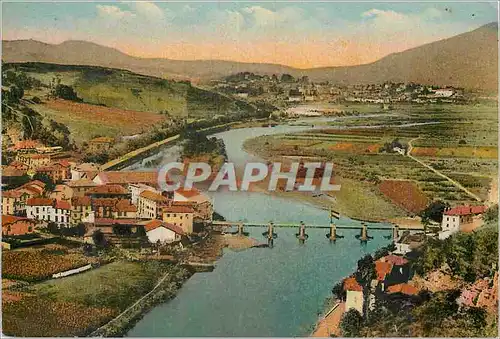 Moderne Karte Behobie Pont International sur la Bidassoa Au fond IRUN Espagne