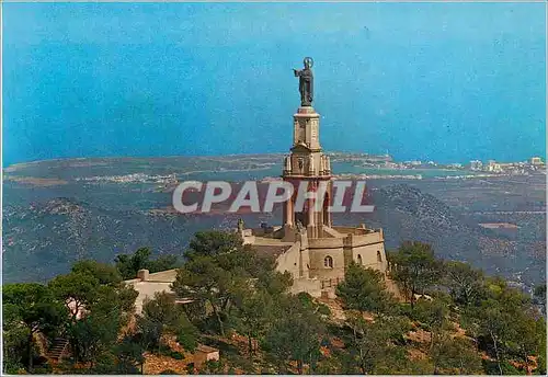 Cartes postales moderne Sanctuario de San Salvador Monumento a Cristo Rey Al fondo Porto Colom Felaniix Mallorca