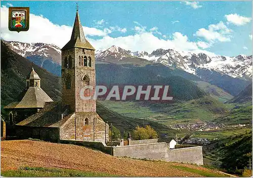 Moderne Karte Pirineu Catala Lleida Vall d Aran Eglise de Vilac au fond vielle