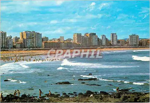 Cartes postales moderne Gijon Plage de San Lorenzo