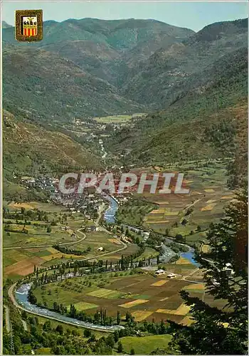 Moderne Karte Pirineu Catala Lleida Vall d Aran Bossost Vue generale Les et Canejan au fond