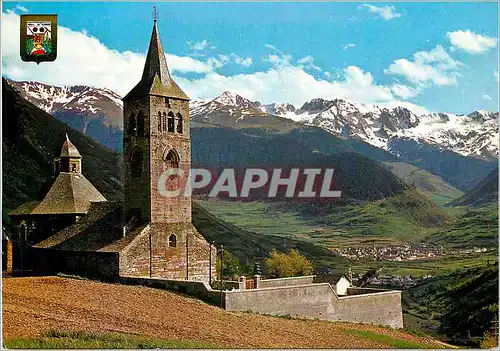 Cartes postales moderne Pirineu Catala Lleida Vall d Aran Eglise de Vilac au fond vieille