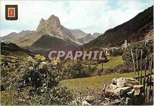 Moderne Karte Pirineo Aragones Huesca Lanuza Valle de Tena Vue generale au fond Pena La Foratata