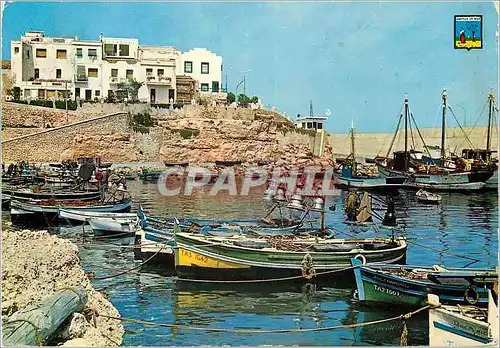 Moderne Karte Costa Dorada Tarragona Ametlla de Mar Vue partielle Bateaux