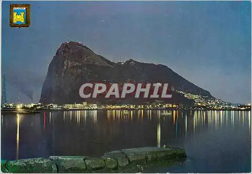 Moderne Karte La Linea Vue nocturne du Penon de Gibraltar