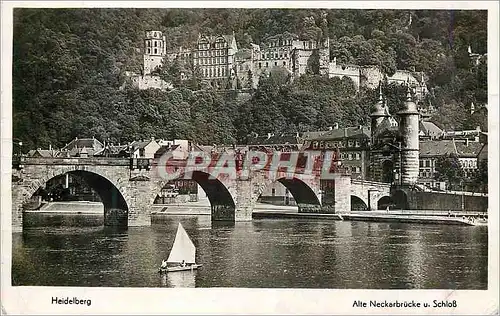 Moderne Karte Heidelberg Alte Neckarbrucke u Schloss