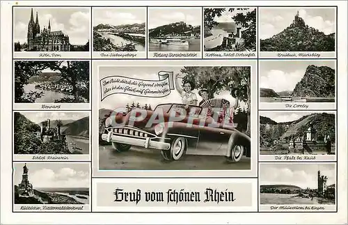 Cartes postales moderne Gruss vom Schonen Rhein Automobile Accordeon